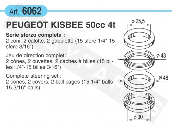 Jeu direction BUZZETTI Peugeot Kisbee/ New Vivacity 50 4T     